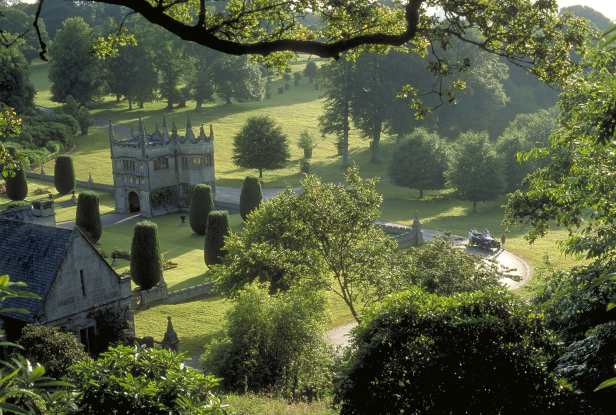 High angle view of Lanhydrock and gardens, near Bodmin, Cornwall, England, UK
