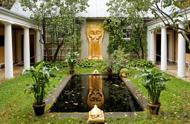 Garden courtyard, New Gallery atrium, Saint-Gaudens National Historic Site, Cornish, Sullivan County, New Hampshire, US